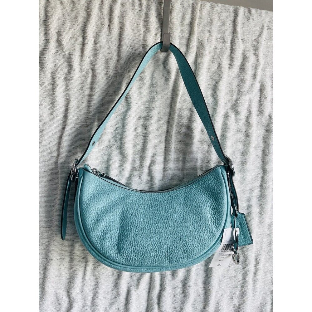 NWT Coach Luna Pebble Leather Silver Hardware Shoulder Bag - Faded Blue CC439 - Picture 2 of 6